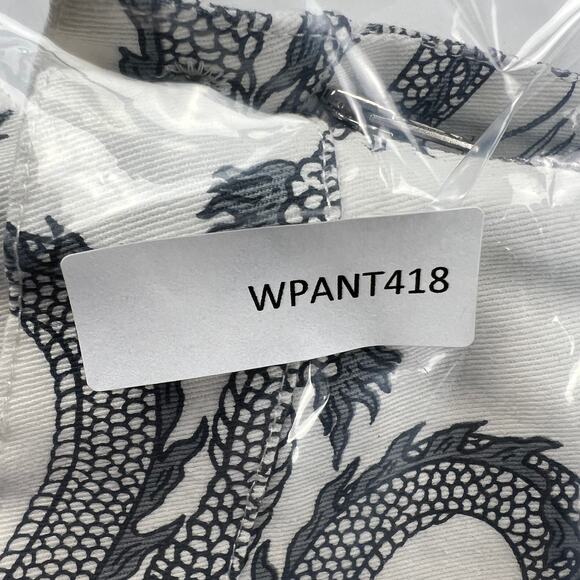 MOTEL Rocks Zoven Trousers Dragon Rope White High Waist 32" Inseam Size M - Picture 13 of 14